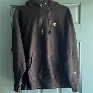 Champion Black Quarter-Zip Sweater with Ribbed Cuffs
